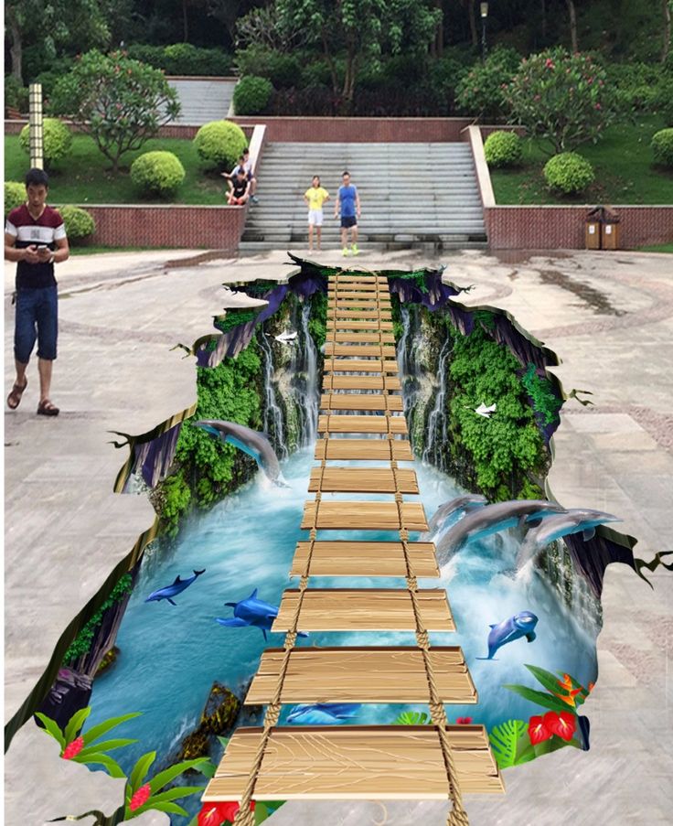 3D Floor Swing Stair With Fish 