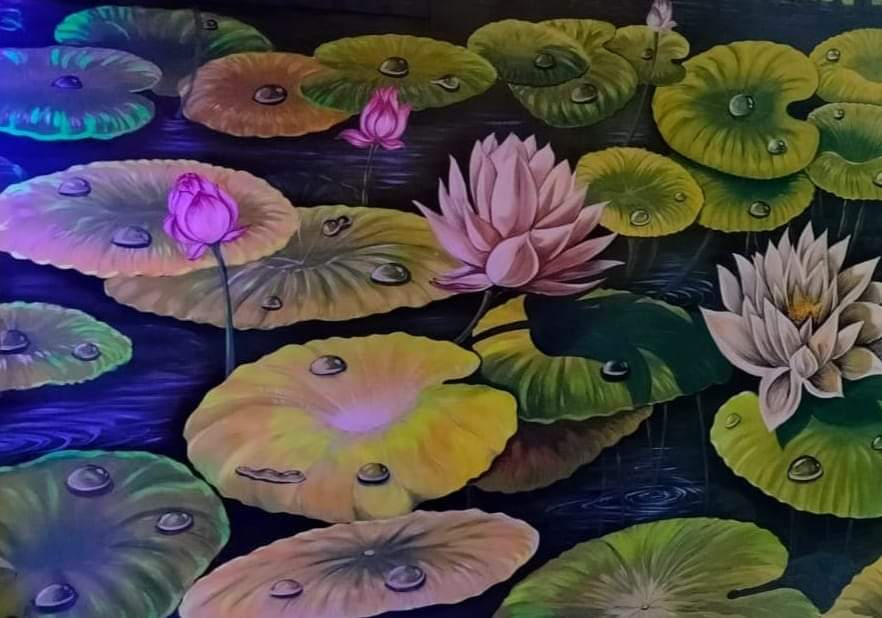 Water Drop on Floating Flower 